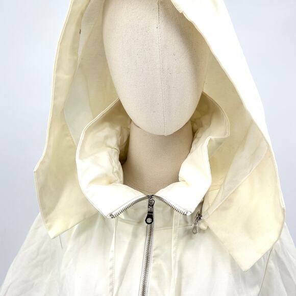 Vertigo Paris Cream Hooded Zip Front Utility Rain Coat Jacket - Picture 2 of 9